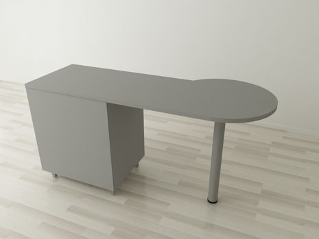 Composizione banco c/frontale alluminio piano a goccia e supporto